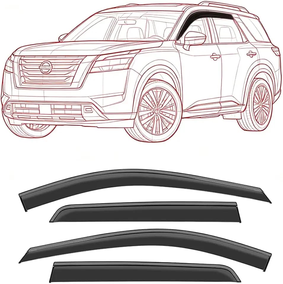 Window Visor Fit Nissan Pathfinder 2022-2026 Tape-On Rain Guards Black