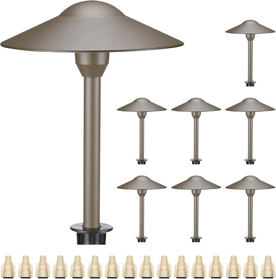 3W Landscape Lighting 12V Low Voltage Path Lights Warm White Waterproof Outdoor Replaceable G4 LED Bulb for Garden Pathway Lawn Yard Bronze 8-Pack