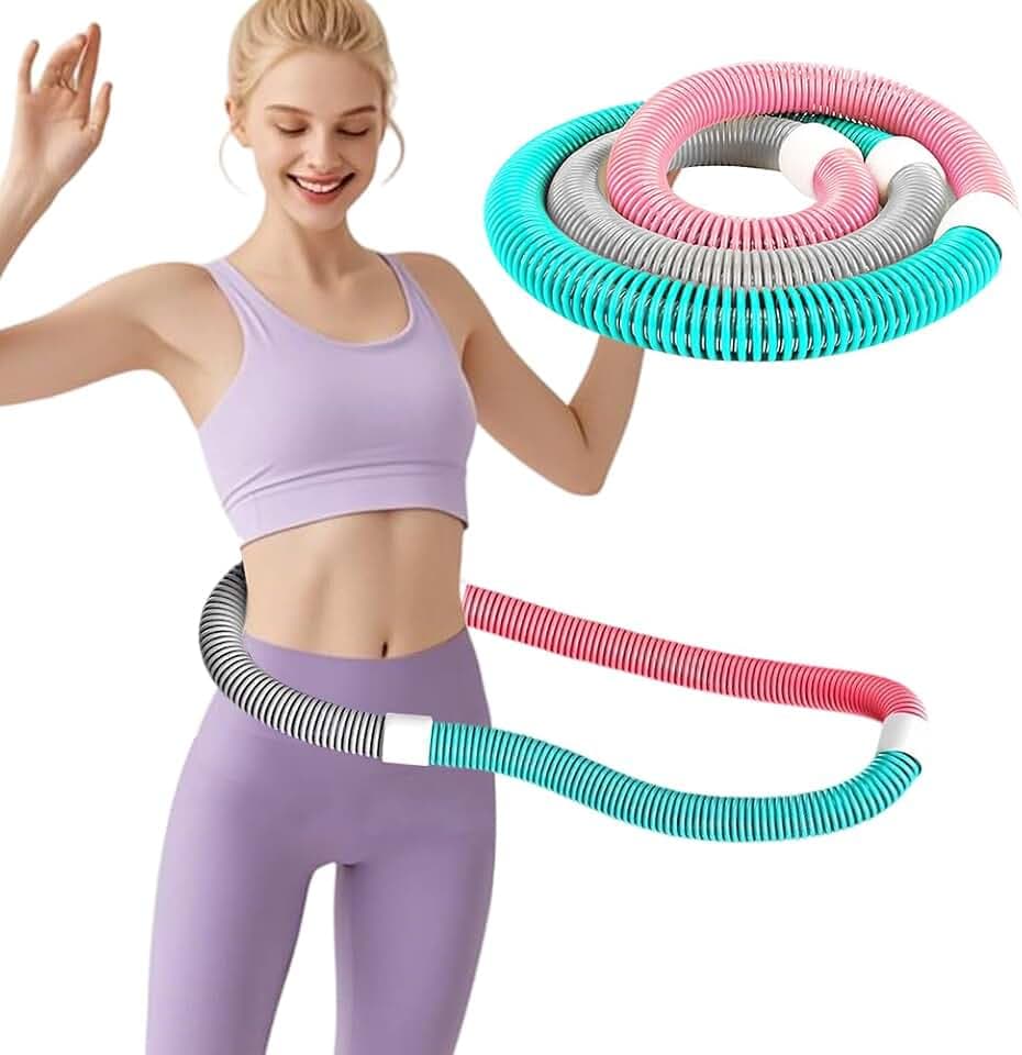 Hula Hoop, Gewichteter Fitnessreifen, PVC Hula Hoop mit Massageeffekt und Gewichtsreduktion für Männer & Frauen, Faltbarer Bauchtrainer für Bauchmuskeltraining, Fettverbrennung