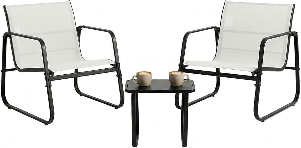 DUMOS 3 Piece Patio Furniture Set, with Table and Chairs, Gray