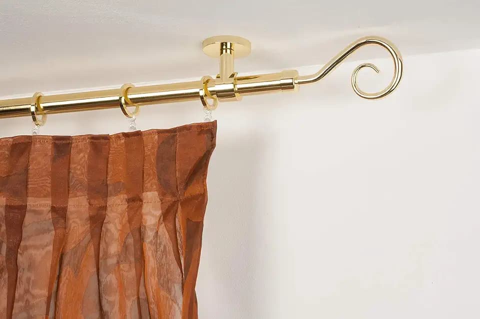 InCasa Gardinenstange Ø 20 mm, Länge: 260 cm, Glanz Messing - komplett