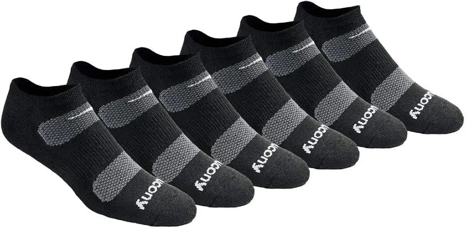 Saucony Men's RunDry Mesh Ventilating Comfort Fit Performance No-Show Socks, Available in M-XXL (6, 12, 18 Pairs)