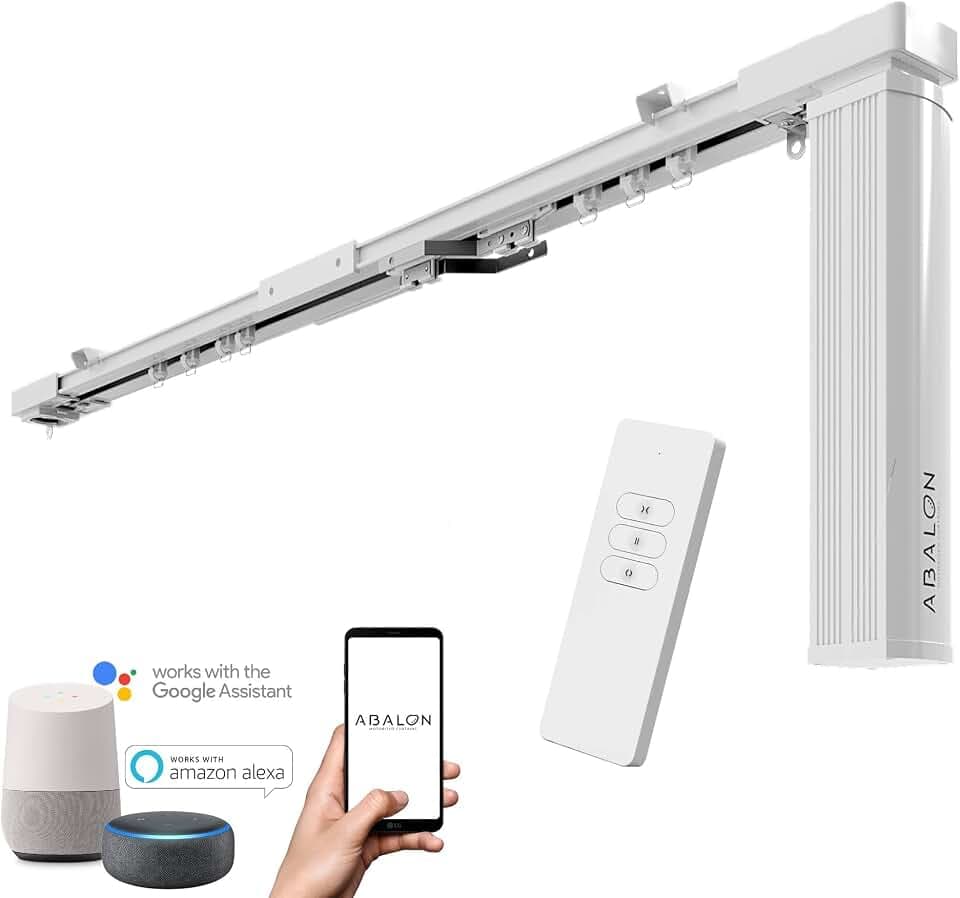 ABALON Elektrische Gardinenschiene, WLAN-Motor (2 Meter, Weiß)
