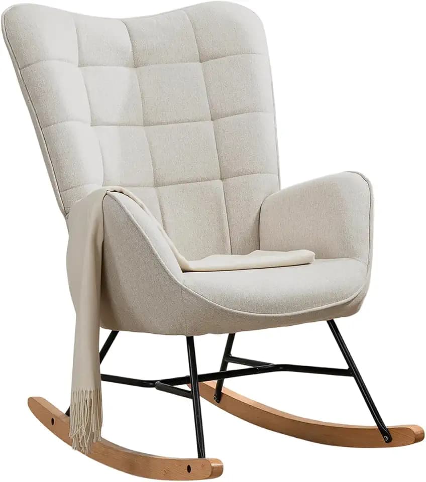 MEUBLE COSY Schaukelstuhl Relaxstuhl Schaukelsessel Sessel Stuhl Wohnzimmersessel Relax Lounge mit gepolsterter Sitzfläche, 68x87x98cm