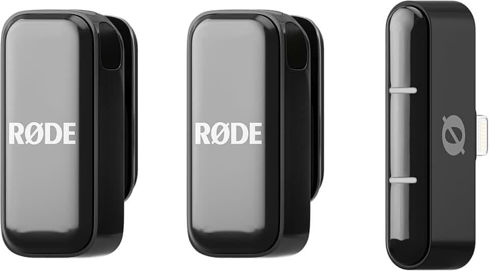RØDE Wireless Micro - Kompaktes drahtloses Mikrofon, Zwei Mikrofone mit Ladekoffer für die Erstellung von Inhalten auf dem Smartphone - Lightning, Schwarz
