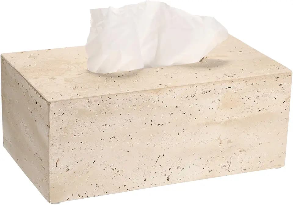 SUMTree Taschentuchbox aus Travertin Spender, rechteckig, 23 x 13 x 9 cm