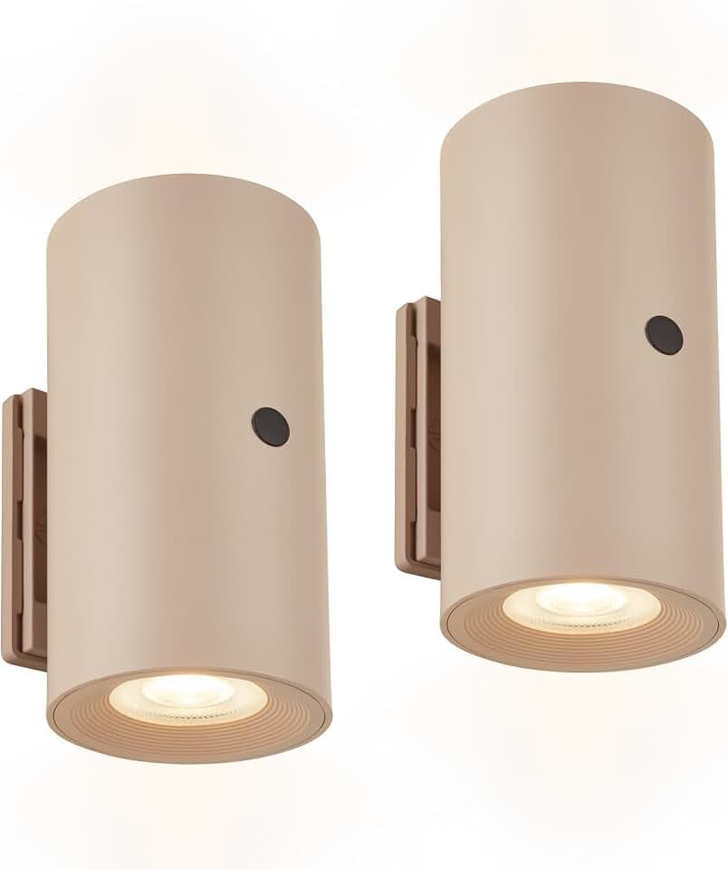 BRILONER - 2er Set LED Wandleuchte, Akku, Touch, dimmbar, Beige