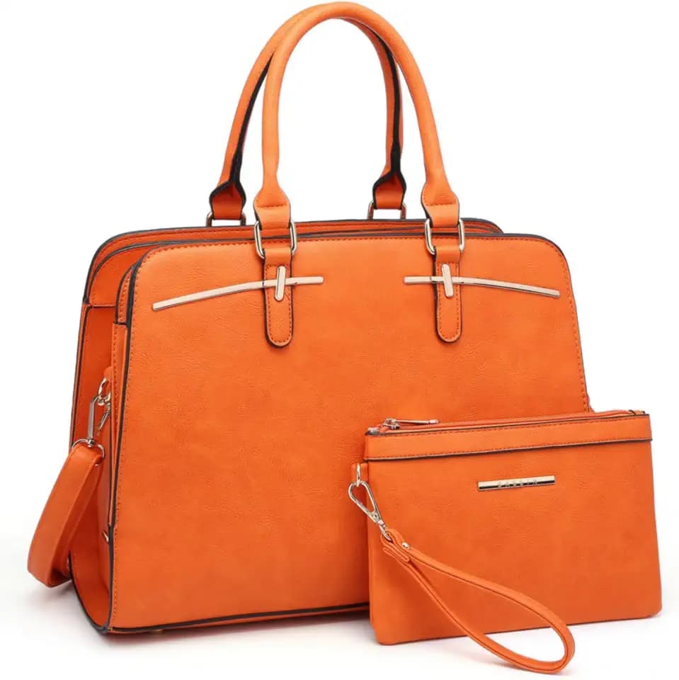 Women Handbag Wallet Tote Shoulder Hobo Bag Top Handle Satchel Purse Set 2pcs with 3 Compartments
