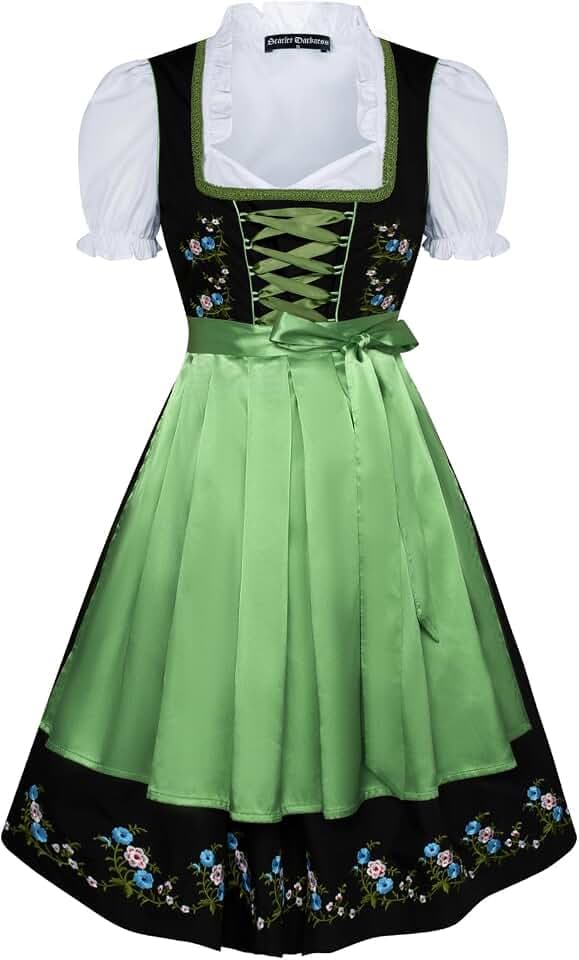 SCARLET DARKNESS Dirndl Damen Oktoberfest Outfit inkl. Kleid,Bluse, Schürze