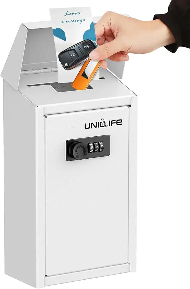 Uniclife Zahlenschloss Briefkasten Metall Weiß mit Einwurfschlitz