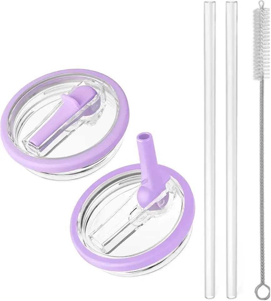 2 Pack 40 oz Tumbler Flip Straw Lid Replacement fit for HydroJug, Spill Proof Splash Resistant Tumbler Lids,Reusable Leak Proof Tumbler Cover for Cup Accessories (Purple)