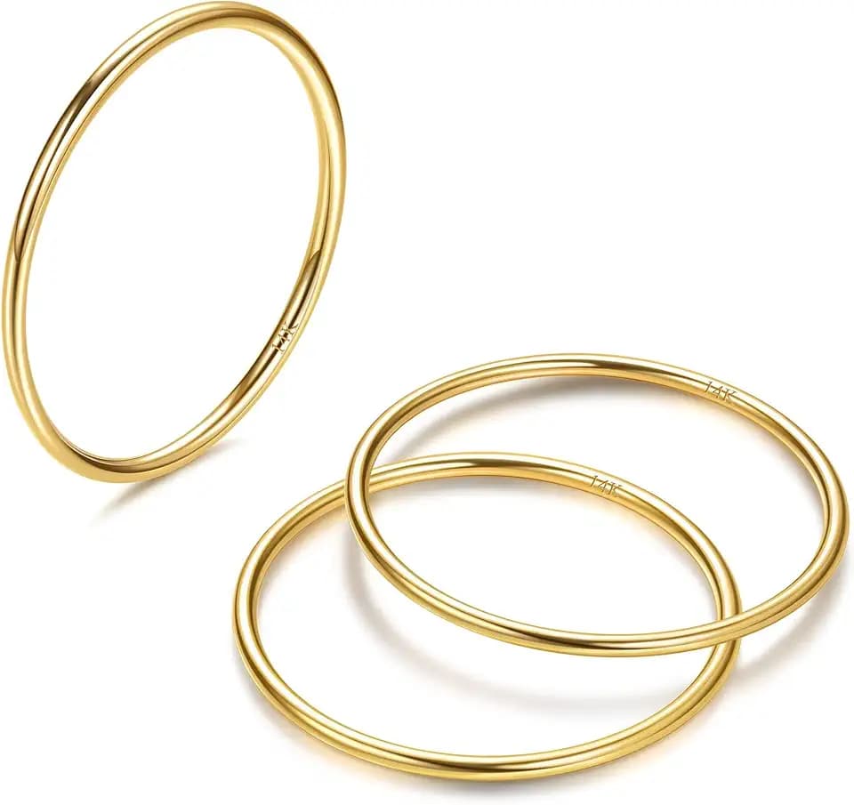 Dimaday 1 mm 14 Karat Vergoldete Stapelbare Ringe für Frauen Edelstahl Schlicht Dünner Ring Gold einfacher Kleiner Daumen Statement-Band Ringe Bequeme Passform