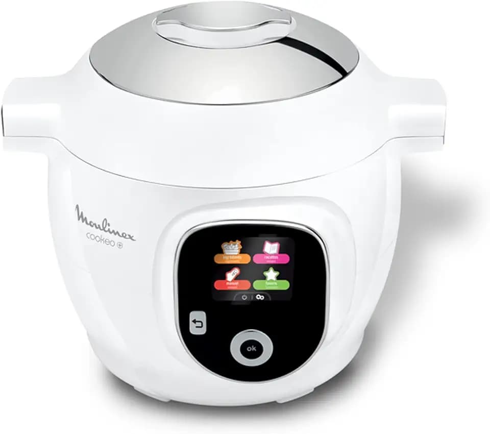 Moulinex Cookeo+ Intelligenter Multicooker mit hohem Druck, 6 l, 80 integrierte Rezepte, unbeaufsichtigt, intuitives Display, Schritt-für-Schritt-Anleitung zum Kochen, spezielle App, weiß CE854110