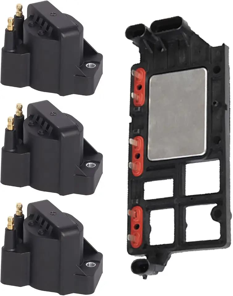 ENA 3 Ignition Coil Pack and 1 Ignition Control Module Compatible with Chevy Pontiac Buick Oldsmobile Impala Malibu Grand Prix Century Regal Alero 98 99 2.8L 3.1L 3.4L V6 Replacement for DR39 LX346