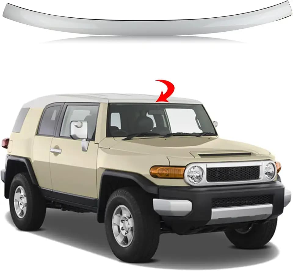 Front Windshield Molding w/Side Clips Upper Top Windshield Reveal Molding Fit for 2007 2008 2009 2010 2011 2012 2013 2014 Toyota FJ Cruiser White 75503-35060-A0 75503-35010