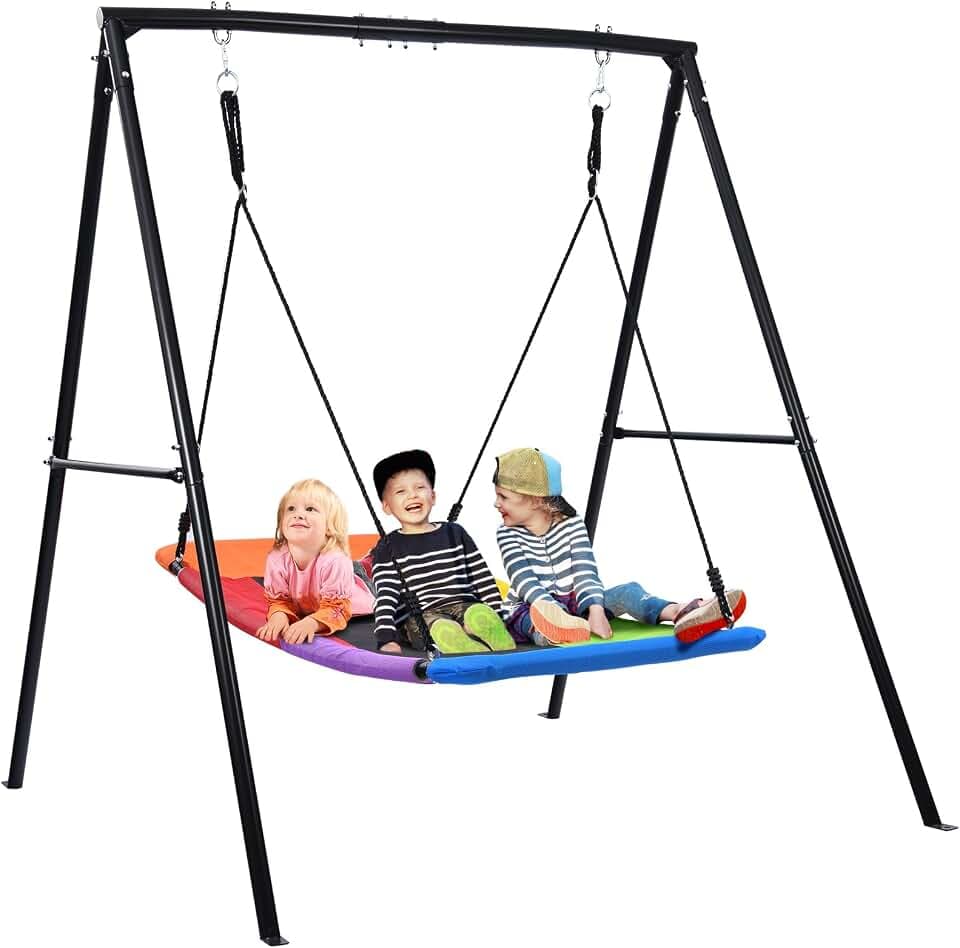 Trekassy 60" Platform Sauce Swing with Stand, 440LBS Heavy Duty A-Frame