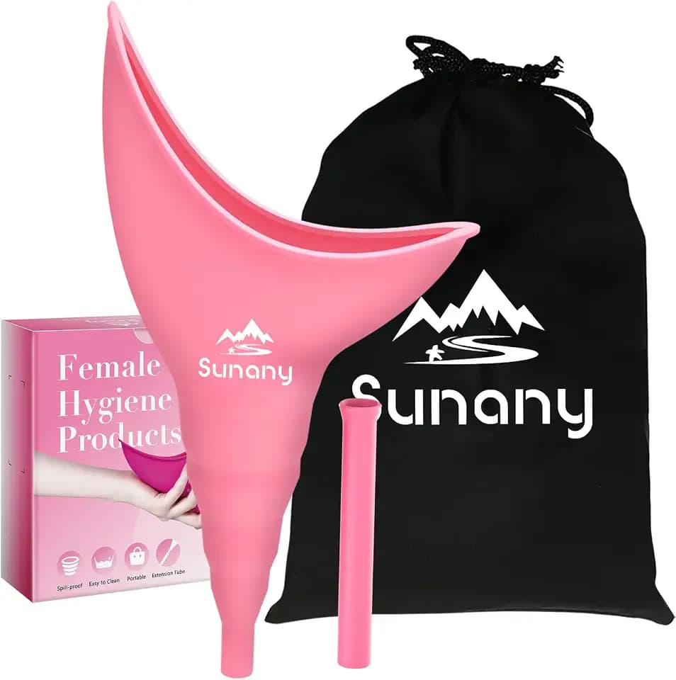 Sunany Female Urinal with Silicone Funnel Portable for Standing Female