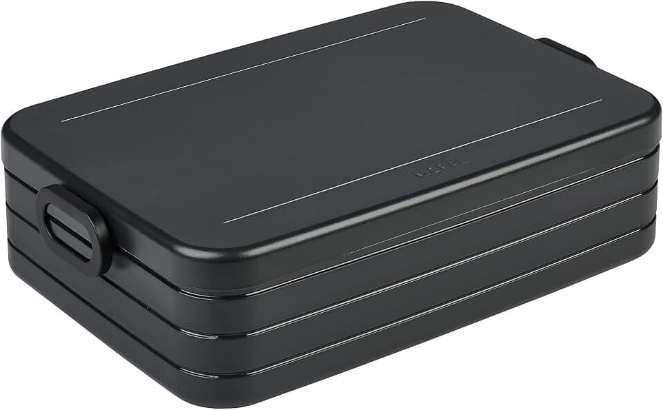 Mepal - Lunchbox Take a Break Large - Brotdose To Go - Für 4 Sandwiches oder 8 Brotscheiben - Meal Prep Box - Essensbox mit Unterteilung - Spülmaschinenfest - 1500 ml - Nordic Black