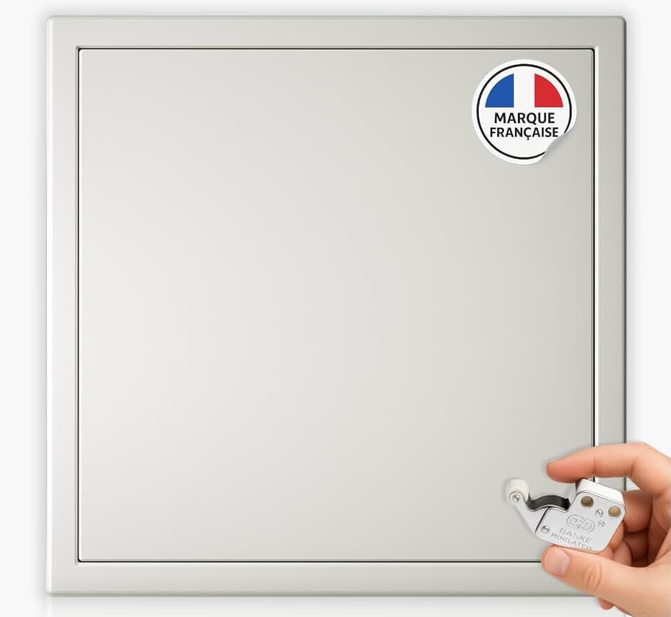 Revisionsklappe 500 x 500 mm aus weißem Stahl mit professionellen Riegeln
