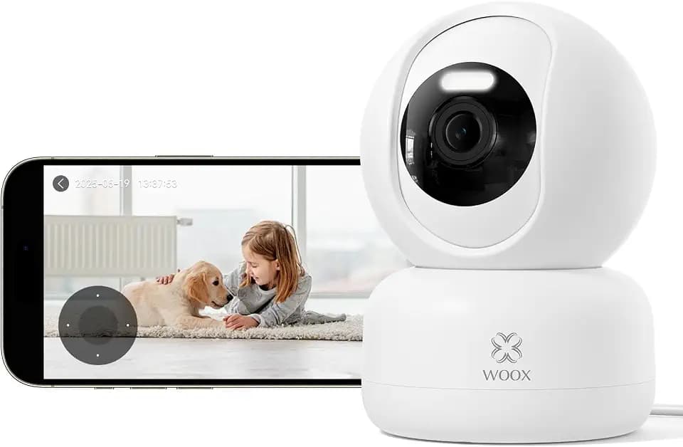 Woox Überwachungskamera Innen 2K, 360° WLAN Indoor Hundekamera mit Farbnachtsicht, Personen-/Baby-Schreierkennung, Auto-Tracking, Zwei-Wege-Audio, Haustier und Baby Monitor, kompatibel mit Alexa