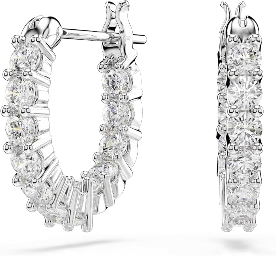 Swarovski Matrix Hoop Earrings, Clear Crystals, Rhodium Finish