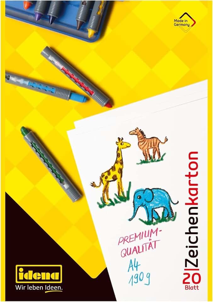 Idena - Zeichenkarton, DIN A4, 20 Blatt, 190 g/m², 1 Stück