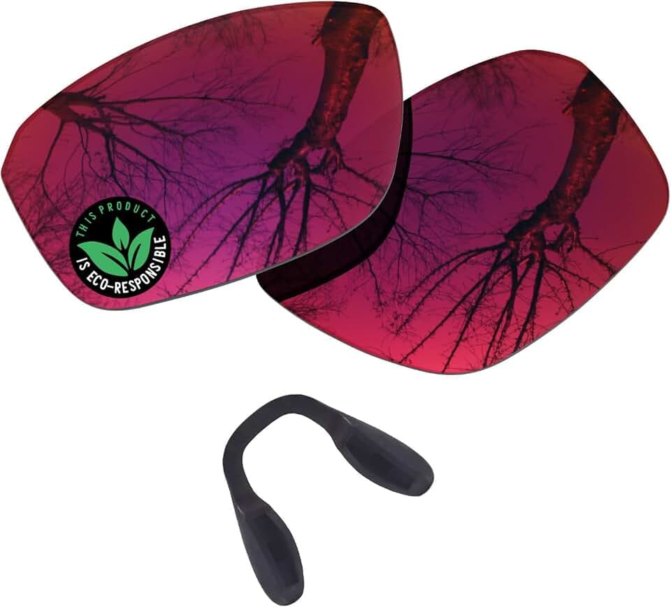 Raydi Polycarbonate Replacement Lenses & Nosepads for Oakley Split Shot OO9416 Rectangular Sunglasses