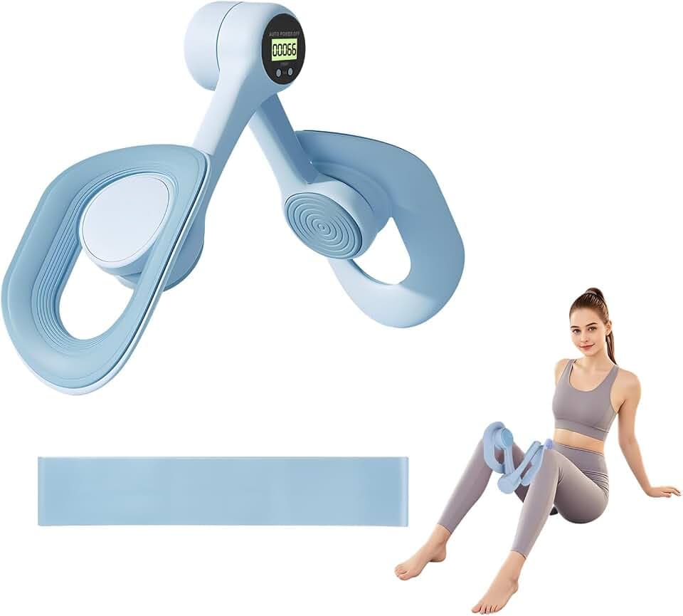 Beckenboden Trainingsgerät für Frauen - Anti-Rutsch & 360° Rotation Beckenboden Übungsgerät, Oberschenkeltrainer Set mit Widerstandsgummi, Beckenbodentrainer, Sportgeräte Zuhause für Beinstärkung