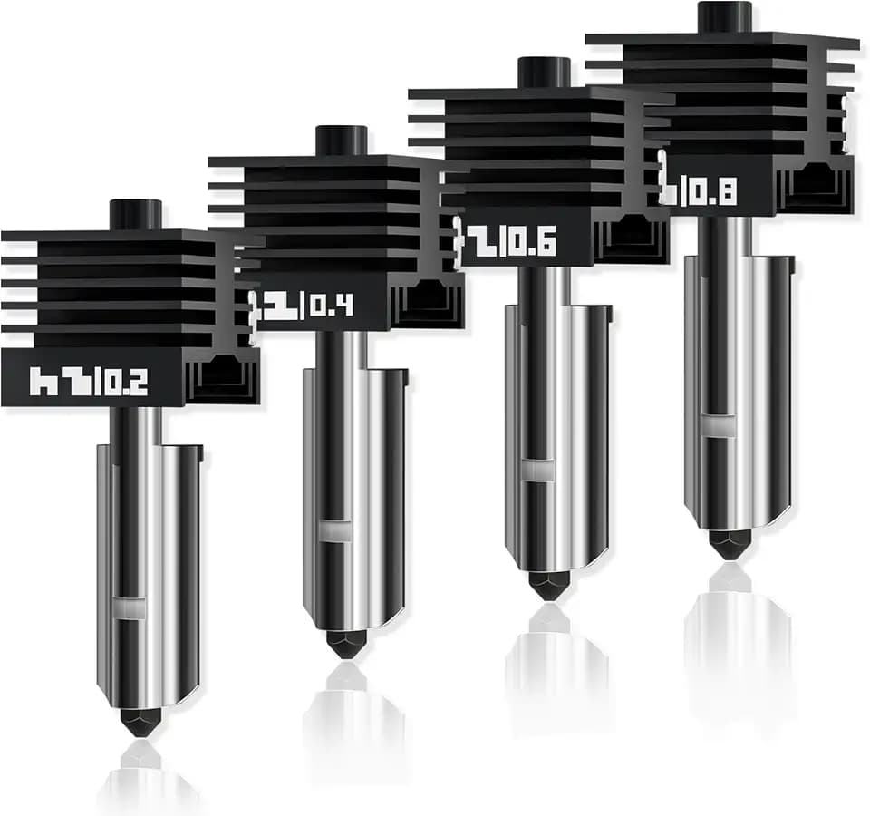 4-Pack X2D/H2S/H2D/H2C/P2S Hotend for Bambu Lab 3D Printer, Quick Swap Hardened Steel Nozzle Assembly 0.2mm 0.4mm 0.6mm 0.8mm for High Speed 3D Printing, Bamboo Extruder Print Head,3D Printer Parts
