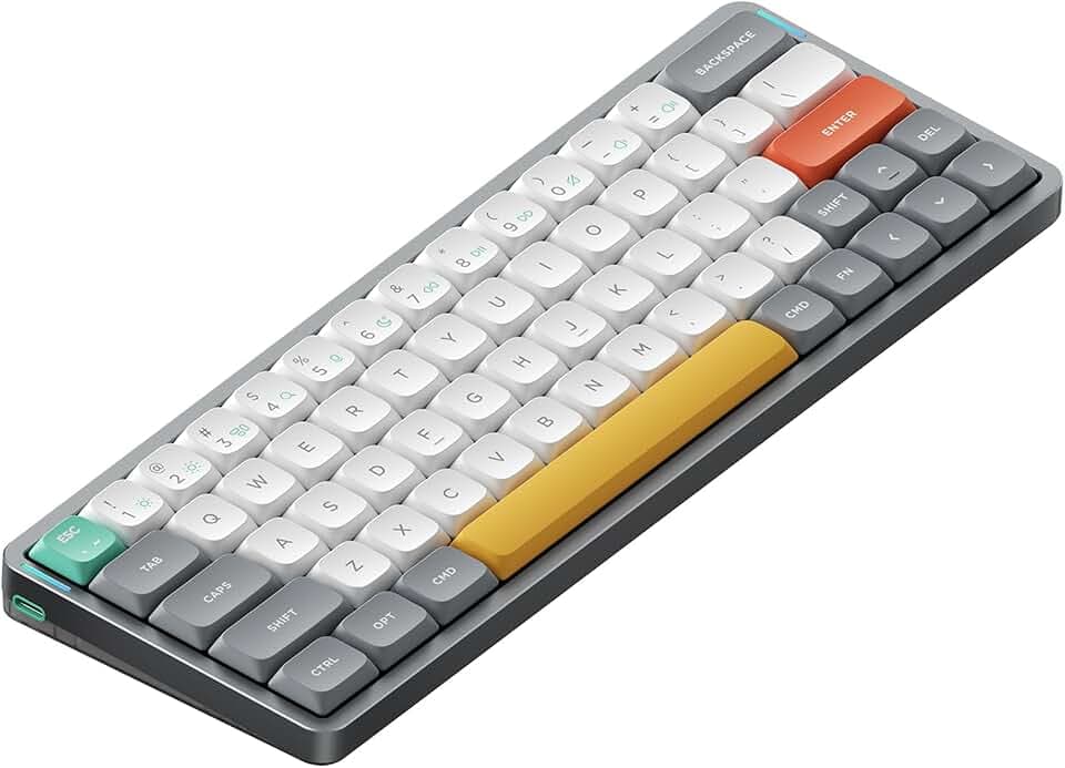 nuphy Air60 V2 Portable Wireless Keyboard 60% Low Profile Mechanical Keyboard Support QMK/VIA Compatible with Windows/mac OS/Linux Supports Bluetooth 5.1/2.4GHz/USB-C Grey - Gateron Moss Switch