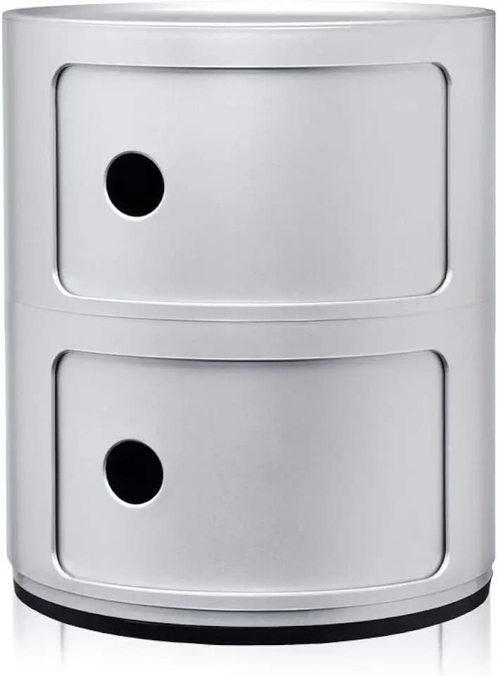 Kartell Componibili, 2 Elements, Silber, Runde Basis