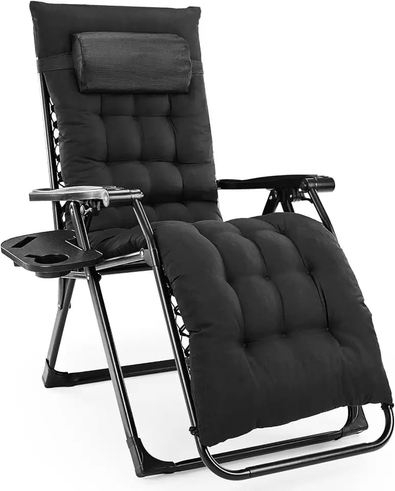 DUMOS Zero Gravity Chair, Lounge Chair Outdoor with Cup Holder Tray