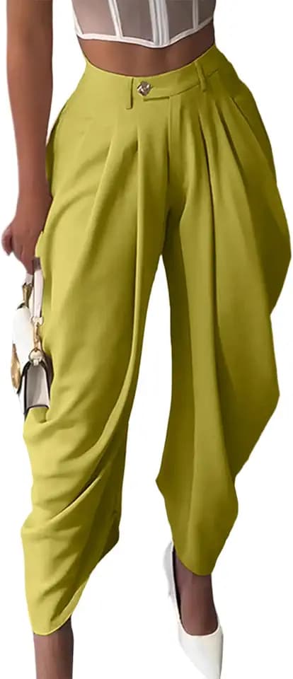 Unybwonn Women's Dress Slacks Pants Casual Pleated Business Work Pants Wide Leg High Waisted Palazzo Pants Trousers