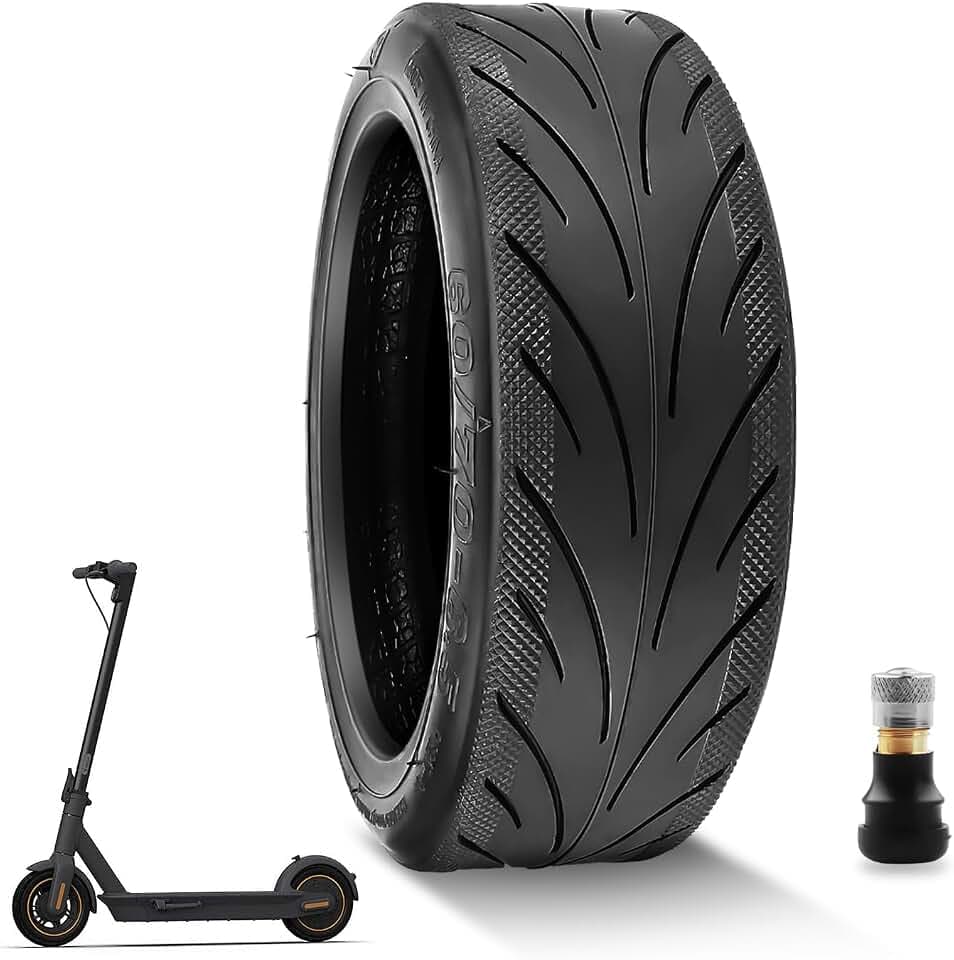 60/70-6.5 Gummireifen E Scooter für Ninebot Max G30, Tubeless Reifen mit Ventil, E Scooter Reifen mit Rutschfest und Verschleißfest, 10 Zoll Vakuumreifen mit Hoher Stabilitä