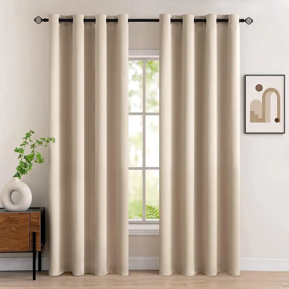 MIULEE Verdunklungsvorhänge Thermo Blickdicht Ösen 2er Set 140x225cm Beige