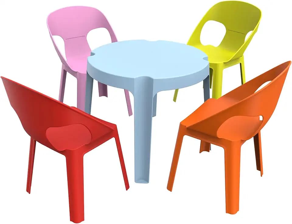 resol Kinder Rita Set 4 Stühle und 1 Tisch, Kunststoff, Polypropylen, Mehrfarbig, 60 x 51 x 78 cm, 5 Stück
