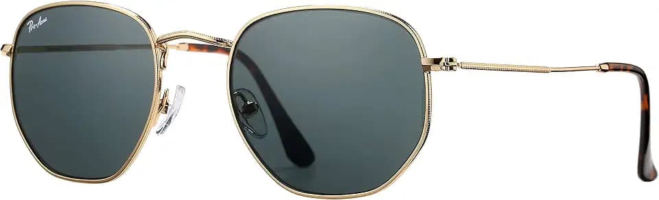 Pro Acme Hexagonal Square Sunglasses for Women Men, 100% Real Glass Lenses