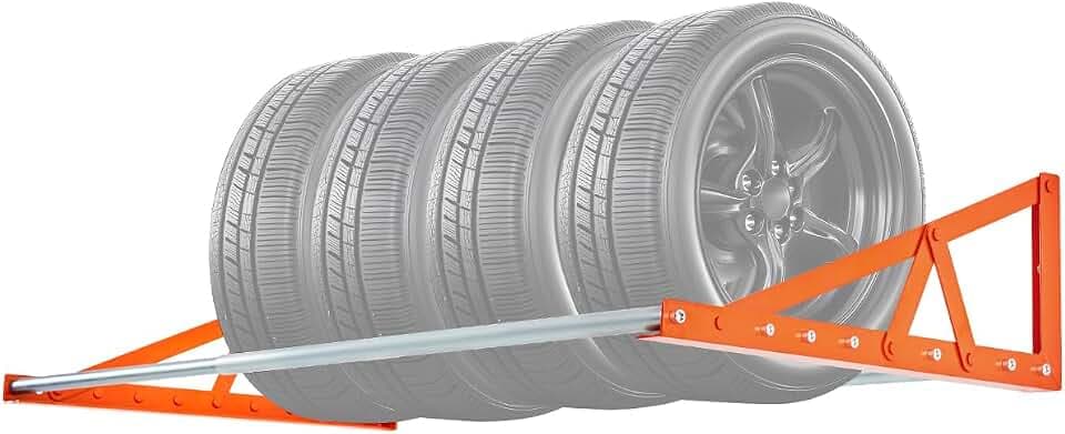 VEVOR Reifenregal Reifenständer Garagenregal zur Wandmontage 787-1440 mm verstellbar, Q235 Hochleistungs-Reifenlagerregal aus Stahl für Standardreifen (R355,6 bis R508 mm), max. Tragkraft 181 kg
