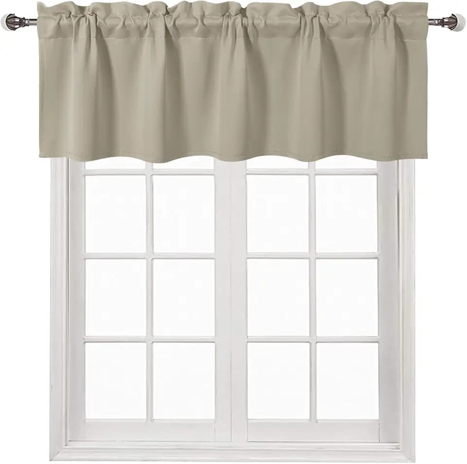 DWCN Taupe Rod Pocket Valance for Windows 60 x 18 Inch, 1 Panel