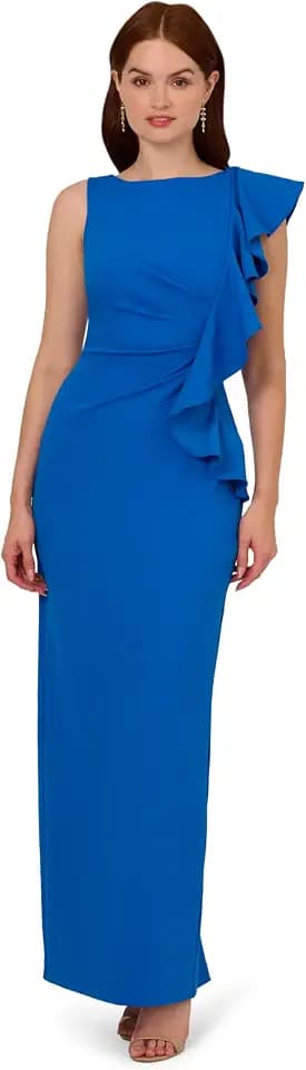 Adrianna Papell Women's Knit Crepe Ruffle Gown