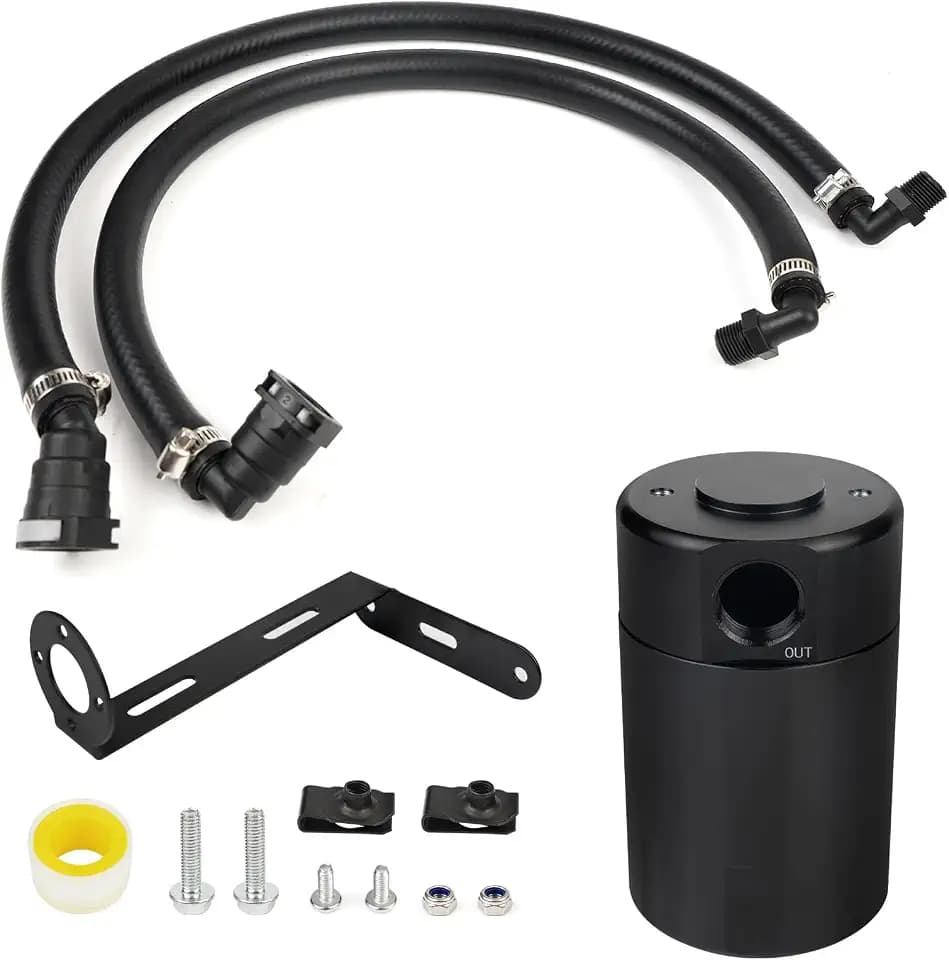 Oil Catch Can Oil Separator Kit Compatible with Ford F-150 3.5L EcoBoost 5.0L 2011-2023 Expedition 3.5L EB 2018-2021 Compatible with Ford Raptor 3.5L EB 2017-2022 2023 Aluminum black