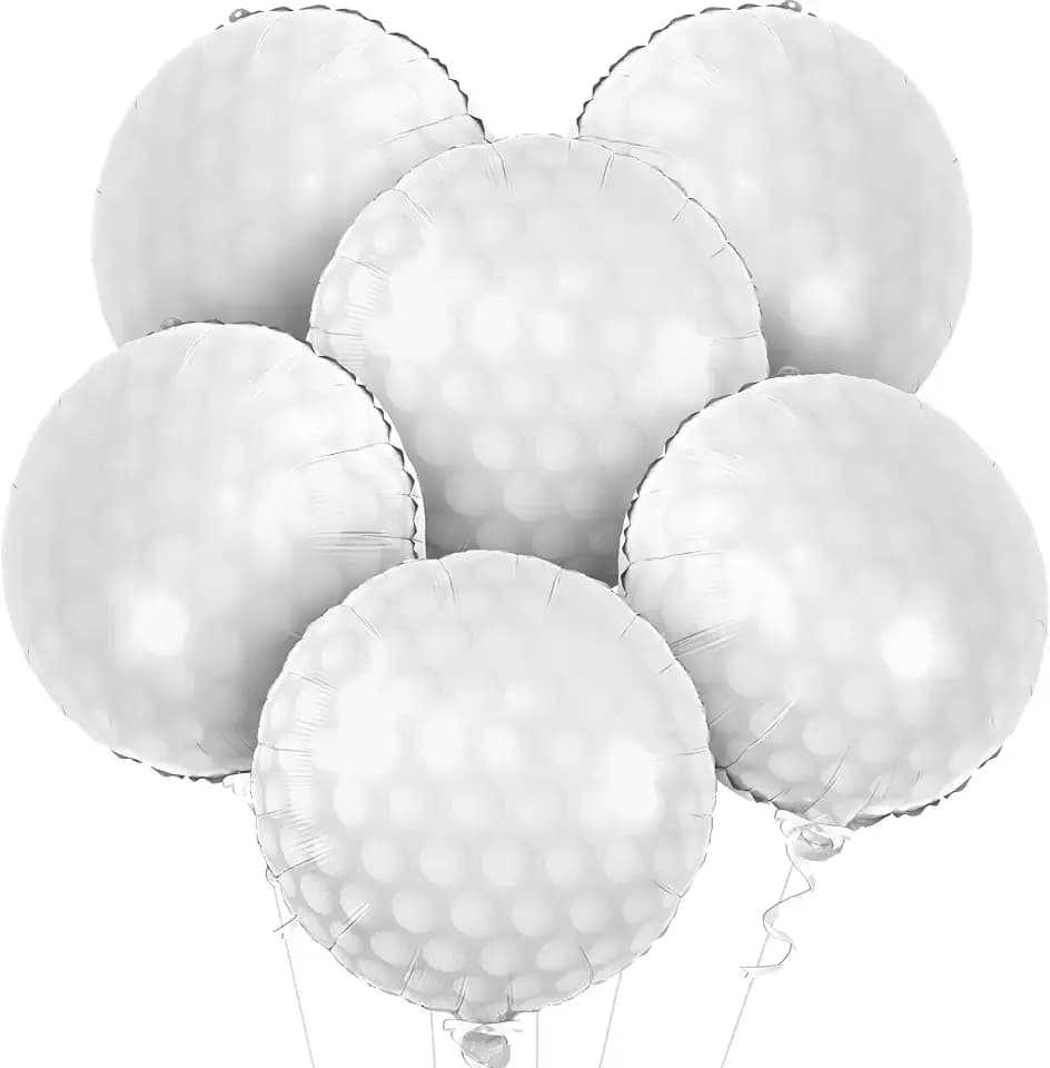 KatchOn 6 Pcs White Foil Golf Balloons 18 Inch, Golf Party Decorations