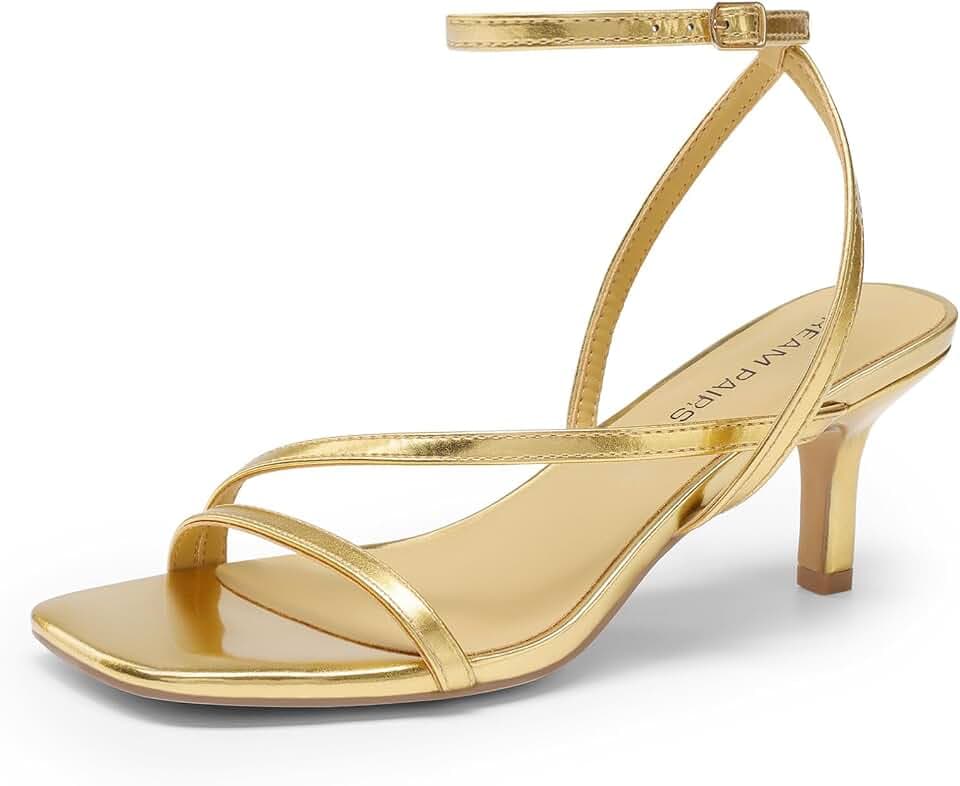DREAM PAIRS Women's Low Kitten Heels Strappy Sandals