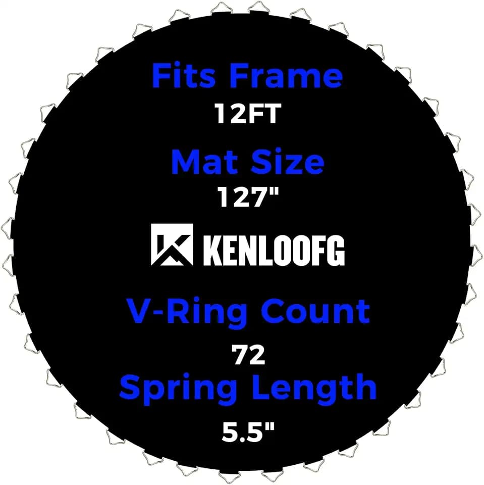 Trampoline Replacement Mat,72/96 V-Rings,Fits 12/14/15ft Trampoline Frame & 5.5"-7" Springs