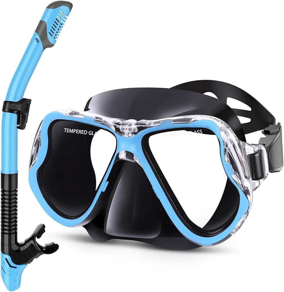 Greatever Snorkeling Gear for Adults Kids, Dry Snorkel Mask Set Anti-Fog