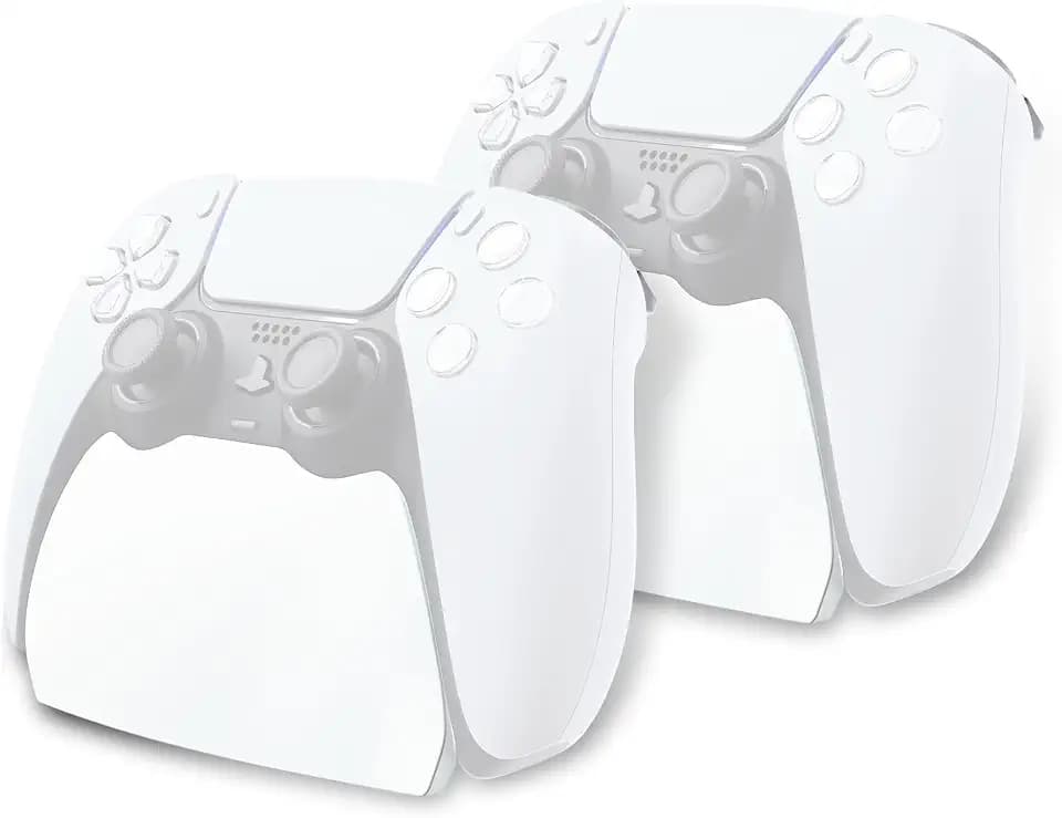 playvital 2 Pack Controller Display Stand for ps5, Gamepad Stand Desk Holder for ps5 Controller Accessories with Rubber Pads, White