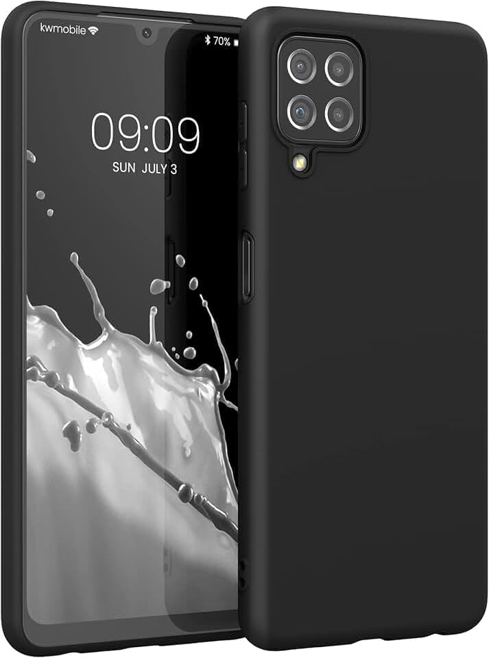 kwmobile Hülle für Samsung Galaxy A22 4G TPU Case - Handyhülle unterstützt kabelloses Laden, Flexible Schutzhülle, gummiertes Cover in Schwarz matt