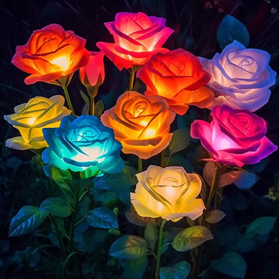 6-Pack Solar Flowers Outdoor Waterproof - Solar Garden Lights Yard Decor