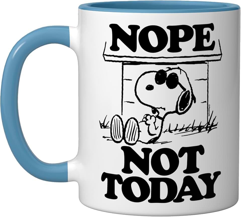 Peanuts - Joe Cool Nope Not Today Ceramic Mug, Blue/White, 11oz