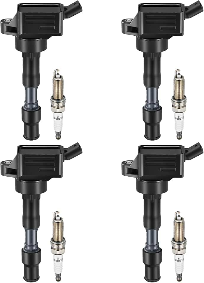 BDFHYK Ignition Coil Pack UF816 and Iridium Spark Plugs ILZKR8C8G Compatible with Hyundai 2017-2020 Elantra 2018-2020 Kona 2019-2020 Veloster,2018-2020 Kia Forte 2020 Soul 2.0L L4 273002E601,Set of 4
